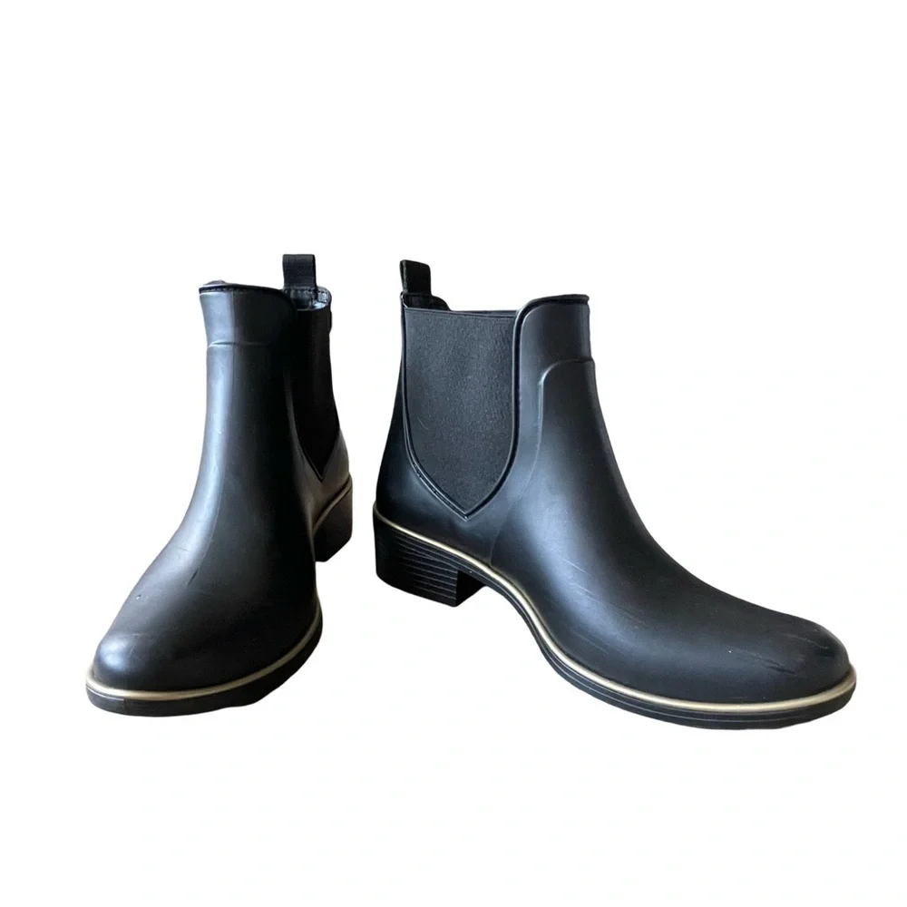 Kate Spade New York Solstice Rubber Black Rain Chelsea Boots Size 6